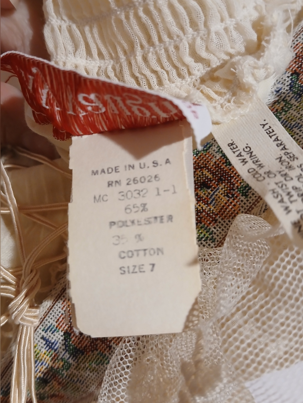 Vintage VICKY VAUGHN Prairie BOHO Cream LACE Summer MAXI Romantic DRESS XS S - Picture 13 of 14